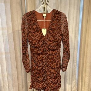 a new day Rust‎ and Black Patterned Long Sleeve Dress